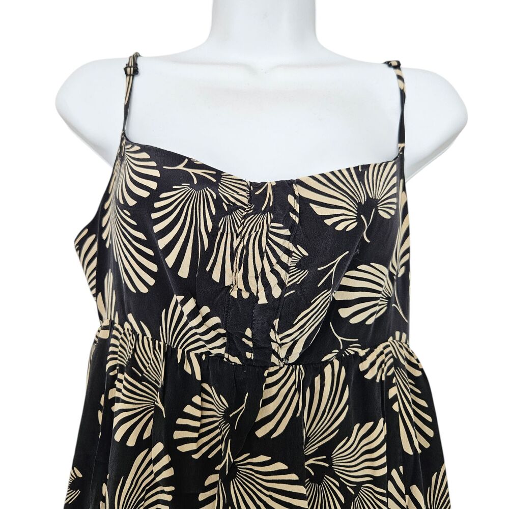 Ted Baker 100% Silk Dress Womens Size 2 Black Botanical Tropical Hawaiian Boho - Picture 13 of 14